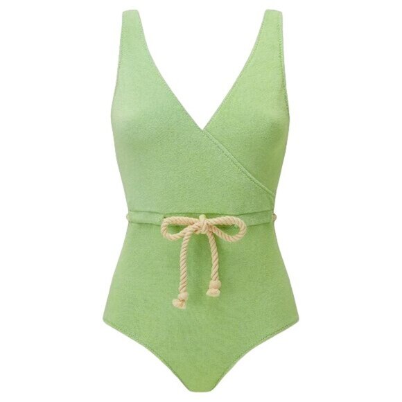 Lisa Marie Fernandez Yasmin Green Terry Cloth One Piece Swimsuit - Picture 8 of 8